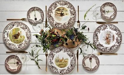 Spode Woodland American Wildlife Mule Deer Dinner Plate - Rustic Earthenware Tableware, 10.5" Collectible Plate for Holiday Dining, Dishwasher, Microwave, Oven Safe - Made in England