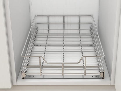 Pull Out Cabinet Organizer 9" W X 17" D, Slide Out Drawers For Kitchen Organizers and Storage, Pull Out Drawers For Cabinets Capacity Heavy Duty Caddy, Cabinet Shelves Chrome-Plated, Bathroom Pantry