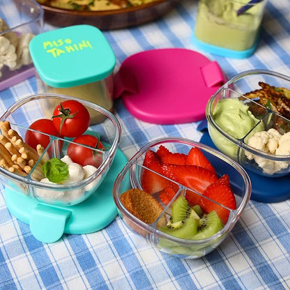 Yumbox Snack Bowl, Leakproof 3 Compartments, Removable Lid, Microwave, Dishwasher Safe, Kids Snacks, Granola Bowl, Snacks for school, work, travel