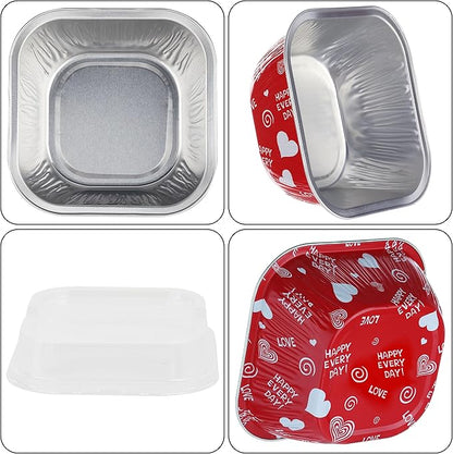30PCS 7.8OZ Foil Baking Cups with Lids - Mini Cake Tins & Pans for Holiday Gifts, Happy Hour