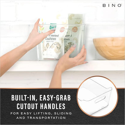 BINO | Plastic Organizer Bins, Large - 4 Pack | The SOHO Collection | Multi-Use | Pantry & Freezer Organizer Bins | Plastic Storage Containers for Home & Kitchen Org