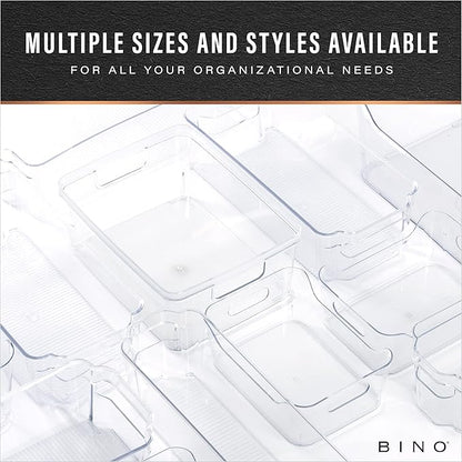 BINO | Plastic Storage Bins, Small - 2 Pack, Clear | THE SOHO COLLECTION | Pantry Organizers and Storage Containers Fridge Organizer Bins Kitchen Cabinet Organizer Medicine Cabinet Bin