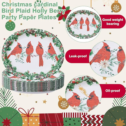 WDF 50Pack Christmas Paper Plates - 10" x 12" Oval Winter Paper Plates/Christmas Plates Disposable - Christmas Dinner Plates Disposable Platter Heavy Duty for Happy Christmas Serving Tray