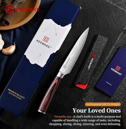 KEEMAKE Kitchen Utility Knife, 5 Inch Paring Knife, Ultra Sharp High Carbon Stainless Steel, Tomato Knife for Fruit and Vegetable Cutting with Ergonomic Handle, Chef Knife for Kitchen