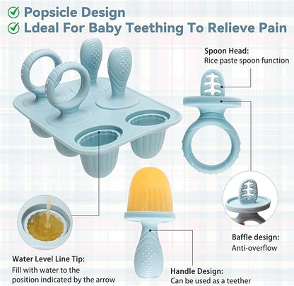 Silicone Baby Popsicle Molds with Sticks, Mini Popsicles Molds for Babies Breastmilk Popsicle Molds for Teething Relief, Frozen Treats Maker Popsicle Maker Ice Pop Mold for Toddlers Kids