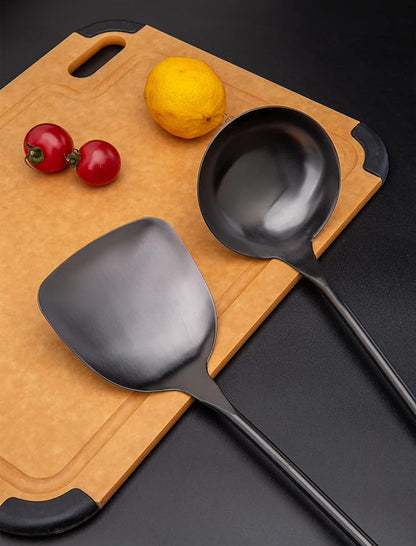 FJNATINH Spatula & Ladle Wok Tool Set, 14.2-15 inches Wok Utensils, Stainless Steel Wok Spatula