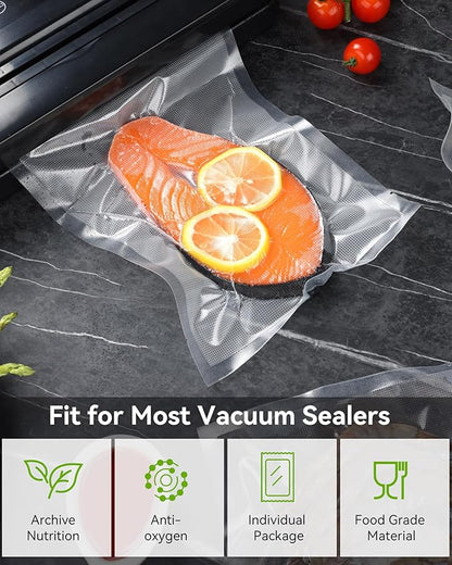 AENTGIU 400 Vacuum Sealer Storage Bags, 8x12 Inch Seal a Meal Bags, BPA Free Quart Bags, Compatible with All Heat Vacuum Sealers Machine, Heavy Duty, Great for vac storage, Meal Prep or Sous Vide