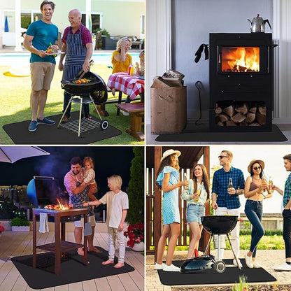 48×36 Inch Under Grill Mats for Outdoor Grill, Hearth Rugs for Fireplaces Fire Resistant, Gas and BBQ Grill Oil-Proof Water-Proof Protector for Decks, Patios and Indoor Grill