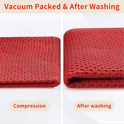 Homaxy 100% Cotton Waffle Weave Kitchen Dish Cloths, Ultra Soft Absorbent Quick Drying Dish Towels, 12 x 12 Inches, 8-Pack, Brick Red