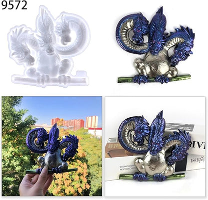 3D Dragon Wall Decor Silicone Molds Set, Welcome Sign and Baby Dragon Resin Casting Molds, DIY Home Decoration