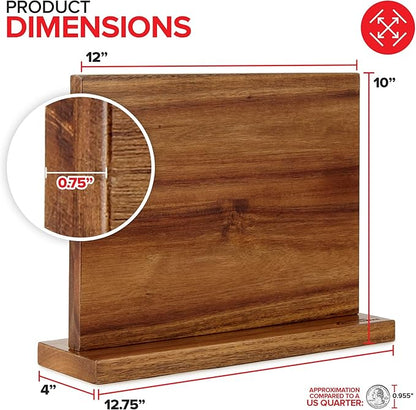 Modern Innovations Magnetic Knife Block, Double-Sided Magnet Knife Holder Stand, With Strong Enhanced Magnets, Kitchen Counter Organization Storage Rack, Wood Stand, Utensil Holders