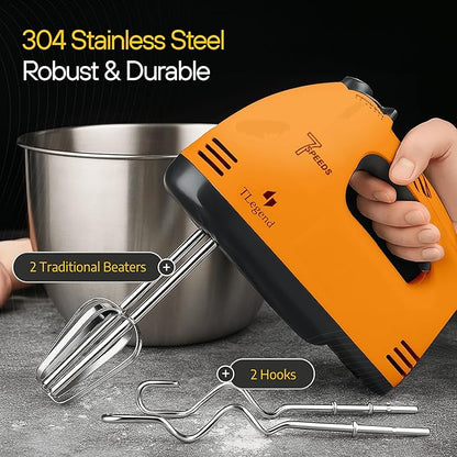 Hand Mixer Electric Handheld – 7 Speed Ultra Power Electric Mixer Handheld (Orange)