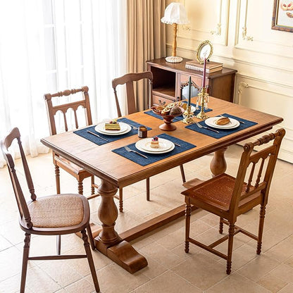 KXN Placemats Set of 6, Dual-Layer Thickened Faux Linen Table Mats, Heat Resistant & Wrinkle-Free, Machine Washable Cloth Place Mats for Kitchen Dining Indoor Outdoor (Navy Blue)