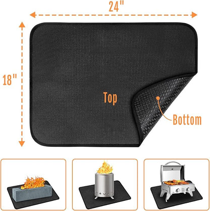 24x18 Inches Under Grill Mat for Outdoor Tabletop Grill Deck Protector,4-Layer Tabletop Fire Pit Mat for Solo Stove,Fireproof Heat Resistant Mat for Countertop/Patio Protection,Waterproof/Oil-Proof