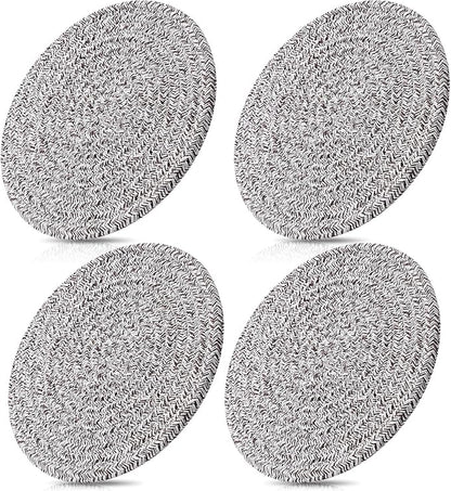 ME.FAN 7 Inch Trivets/Potholders 4 Set Cotton Thread Weave Trivets for Pots and Pans - Large Coasters/Hot Pads to Protect Desktop & Countertop - Mix Deep Coffee
