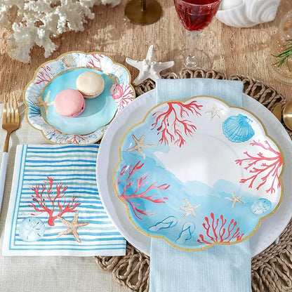 Kate Aspen Beach Party Decorations - 62 Piece Coastal Plates and Napkins Party Supplies for 16 Guests - Summer Tableware for Bridal Shower, Luau, Wedding, Pool Parties & More