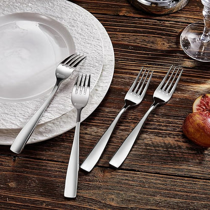 KEAWELL Premium 4-Piece Louis Salad Fork, 18/10 Stainless Steel, Set of 4, Fine Fork Set with Squared Edge, Dishwasher Safe (7.6 inches)
