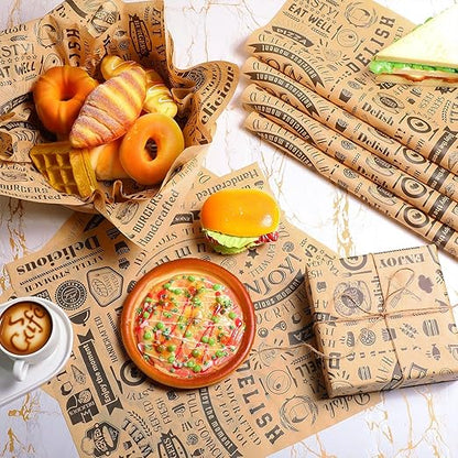 3000 Pcs 12 x 12 Inch Deli Wax Paper Sheets Grease Resistant Tray Basket Liners Newsprint Paper Water and Grease Proof Sandwich Wrapping Square Hot Dog Wrappers for Food Baking (Brown)