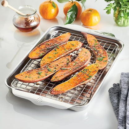 Hestan Provisions OvenBond – 9" x 12.5" Tri-ply Quarter Sheet Pan with Stainless Steel Rack