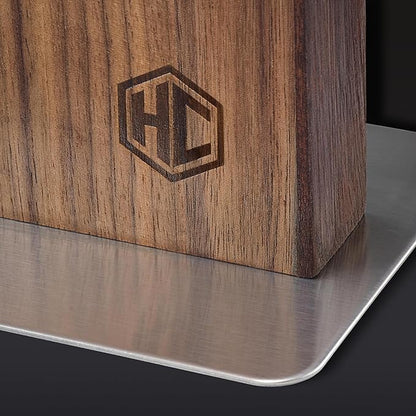 HexClad Magnetic Walnut Knife Block Holder with Strong Enhanced Magnets for Multipurpose Storage in the Home and Kitchen