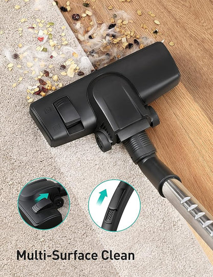 Aspiron Canister Vacuum Cleaner, 30Kpa Bagless Vacuum Cleaners, 3.7QT Large Dust Cup, Double HEPA Filter, Retractable Cord, 1600W Lightweight Vacuum Cleaner with 5 Tools for Hard Floors, Lavender