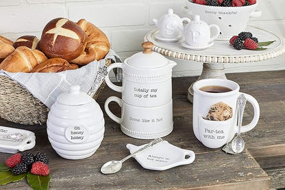 Mud Pie Honey Pot Serving Set, White