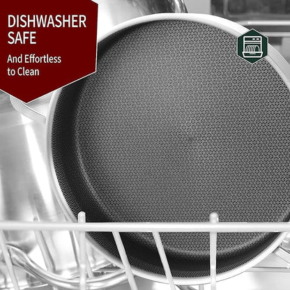 LOLYKITCH Tri-Ply Stainless Steel 10 Inch Non-Stick Sauté Pan with Lid,Induction Deep Cooking Pan, Dishwasher and Oven Safe