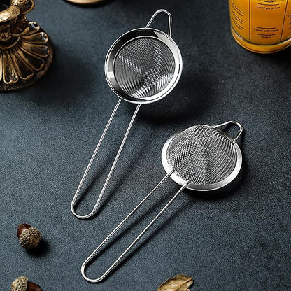 18 PCS Tea Strainers Cocktail Strainer Stainless Steel Fine Mesh Small Strainer, 3.3''Mini Tea Strainer with Long Handle for Cocktails Tea Herbs&Drinks,Conical Tea Filter Bar Colander Food Loose Tool