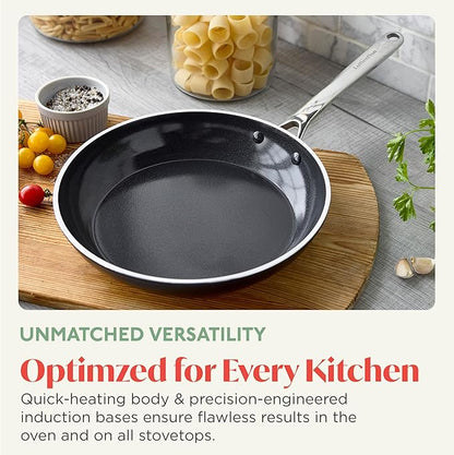 Orfeo 11” Nonstick Frying Pan, Made in Italy, Diamond Ceramic PFAS-Free Cookware, Induction Ready, Scratch Resistant, Laser-Fused Surface for Durability, Dishwasher Safe, Black