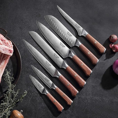 YOTSUBA Kitchen Knife Set, 7PCS Kitchen Knives Set High Carbon Stainless Steel Sharp Knife, Knives Set for Kitchen with Ergonomic Handle