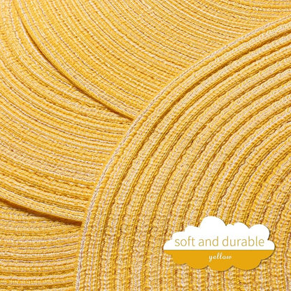 FunWheat Round Braided Placemats Set of 4 Place mats for Dining Tables Woven Heat Resistant Table Mats 15 inch (E Yellow, 4pcs)