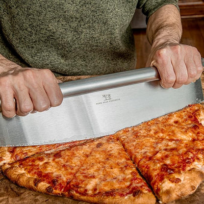 Stainless Steel Rocker Pizza Cutter – Heavy-Duty 13.75-Inch Blade – Professional Pizza, Dough, Bread, and Herb Slicer – Ergonomic Handle – Dishwasher Safe