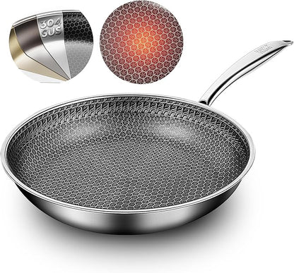 11 Inch Non Stick Frying Pan, Hybrid Non-Toxic Cookware & Healthy Ceramic Wok Pan for Induction, Gas & Electric Stove, PFOA/PTFE/Lead-Free, Oven & Dishwasher Safe