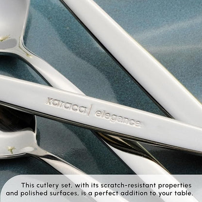Karaca Thor 84-Piece Table Cutlery with Box, Stainless Steel in Elegant Box, Stylish and Durable Cutlery for Demanding Table Culture