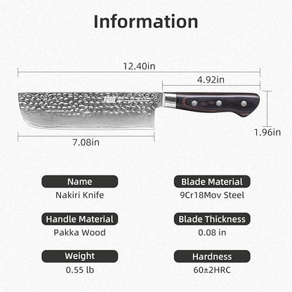 FINDKING 7 Inch Japanese Nakiri Knife, Straight-Edged Vegetable Cleaver for Efficient Chopping and Mincing, Specialized Usuba Milk Street Knife (Raven Series)