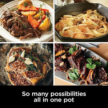 Ninja MC1000 Foodi PossibleCooker 8.5 Quart Multi-Cooker,with 4-in-1 Slow Cooker,Dutch Oven & More,Glass Lid & Integrated Spoon,Nonstick,Oven Safe Pot to 500°F,Cherry Tarte (Renewed)