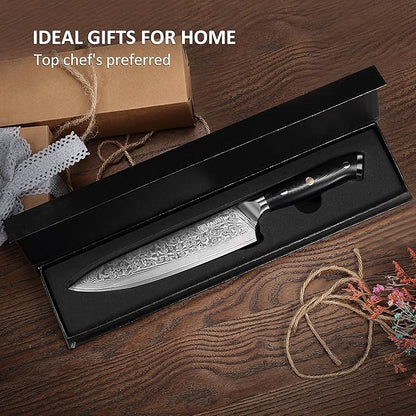 PAUDIN Damascus Chef Knife, 8 Inch Kitchen Knife, 67 Layers Damascus Steel Knife Japanese VG10 Core, Professional Chefs Knife with Ergonomic G10 Handle