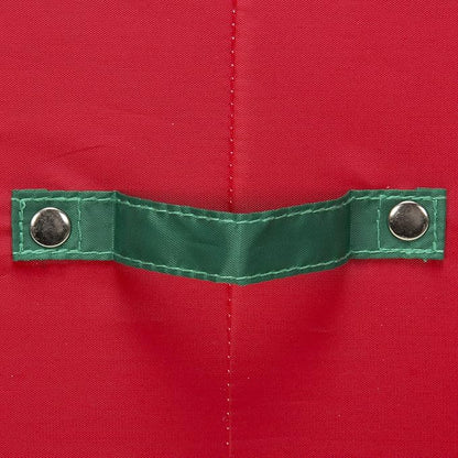 Household Essentials 536RED Holiday China Storage Chest with Lid and Handles | Dinner Plate | Red Canvas with Green Trim