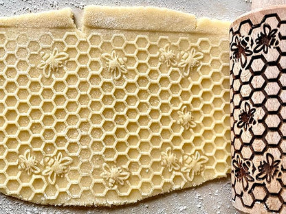 WILD 3 mini Embossed Rolling Pin Set with Bees, Meadow and Forest Patterns by Algis Crafts for Cookies and Pottery by Algis Crafts