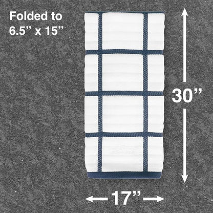 All-Clad Checked Kitchen Towel: Highly Absorbent, Super Soft Long Lasting - 100% Cotton, 17"x30" Tea Towel for Cleaning & Drying Dishes, Pans, Glassware, or Countertops, (1-Pack), Indigo