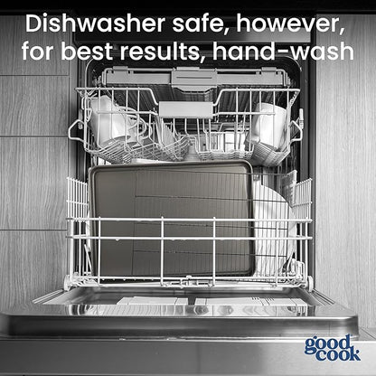 GoodCook Set of 2 Everyday Nonstick XL Cookie Sheet and XL Cooling Grid, Gray