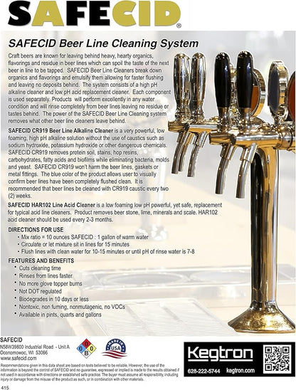 Alkaline Beer Line Cleaner 32 Fl Oz - Powerful & Safe - Biodegradable Draft System Cleanser
