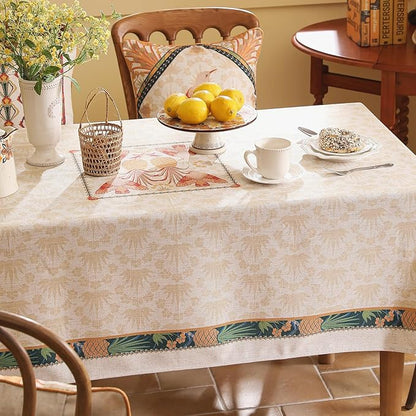 patdrea Designer Rectangle Linen Long Table Cloth,Vintage Anti-Wrinkle Durable Tropical Style Tablecloth,Decor Table Cover Cloth for Kitchen Dining Christmas,Thanksgiving,63"x94"-Pineapple a