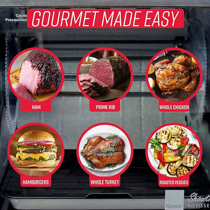 Ronco Modern Rotisserie Oven, Large Capacity (12lbs) Countertop Oven, Multi-Purpose Basket for Versatile Cooking, Easy-to-Use Controls