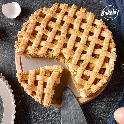 9-Inch Round Tart Pan with Loose Removable Bottom, Non-Stick Carbon Steel Quiche Pan for Oven Baking (Champagne Gold)