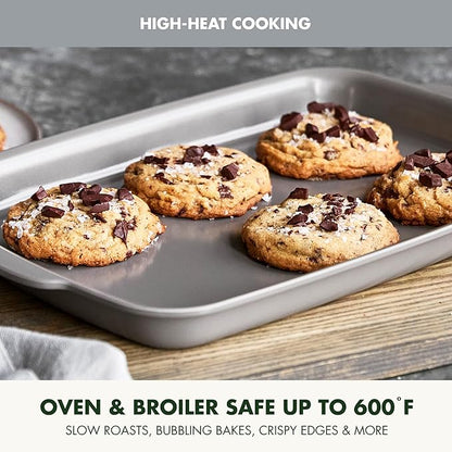 GreenPan Premiere Ovenware Healthy Ceramic Nonstick 13" x 9" Quarter Sheet Baking Pan, PFOA & PFAS-Free, Warp-Free Bakeware, Durable Quick Heating, Oven & Broiler Safe to 600F, Dishwasher Safe, Gray