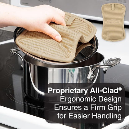 All-Clad Premium Pot Holder & Hot Pad: Heat Resistant to 500 Degrees - 100% Cotton, 10"x6.25" Hot Pad for Kitchen and Barbeque, (1-Pack), Cappuccino