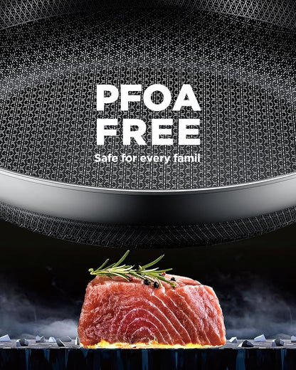 Non Stick Frying Pans, 8+10+12 inch with 2 Lid, Hybrid Frying Pans Set Nonstick,non stick Skillets Stainless Steel, Dishwasher & Oven-Safe, Induction Compatible Cooking Pan, PFOA Free Cookware