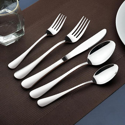 Silverware Set for 8, 40 Piece Heavy Duty Stainless Steel Flatware Utensils Cutlery Set Including Steak Knife Fork and Spoon, Dishwasher Safe, Gift Package for Wedding Housewarming