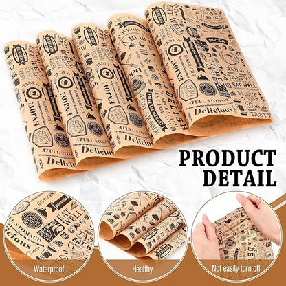Outus 1200 Pcs 8 x 10 Inch Deli Wax Paper Sheets Grease Resistant Tray Basket Liners Newsprint Paper Water and Grease Proof Sandwich Wrapping Square Hot Dog Wrappers for Food Baking (Brown)